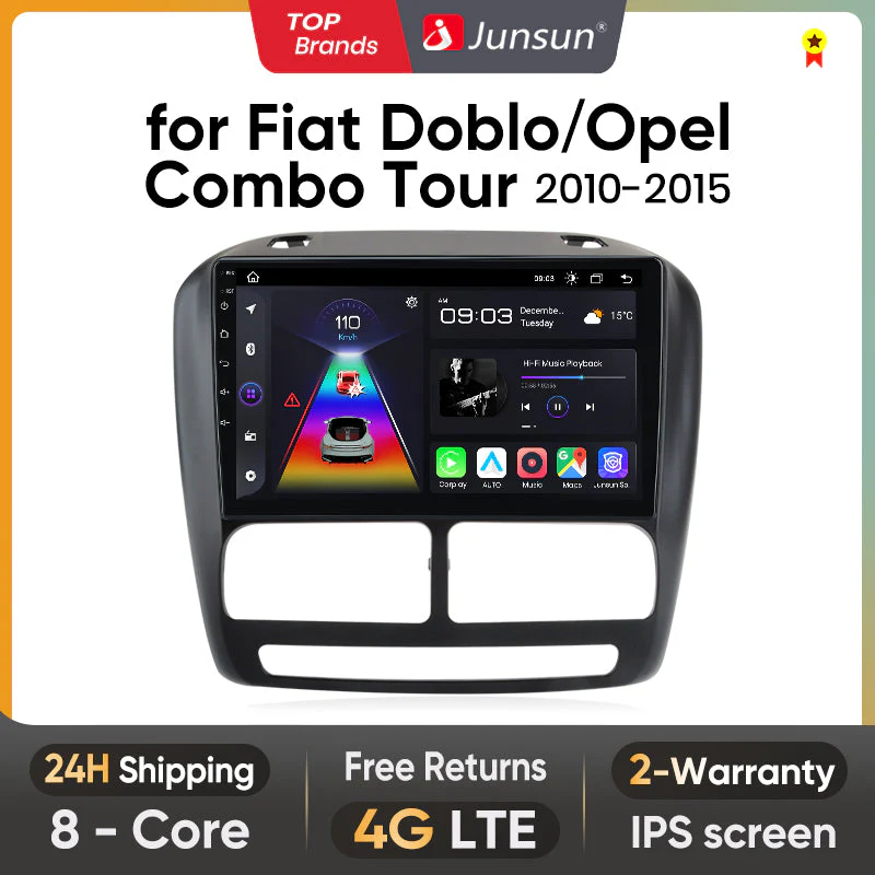 Осемядрена Android мултимедия за Opel Combo Tour Fiat Doblo 2010-2015 - 6GB RAM / 128GB, осемядрена
