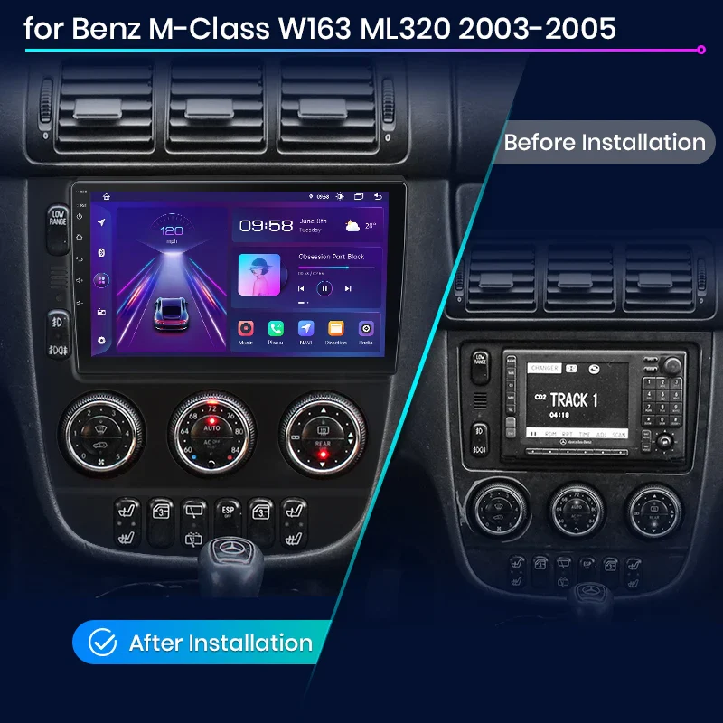 Android мултимедия за Benz M-Class W163 ML 2003-2005 - 4GB RAM / 64GB (XT394C-ML305)