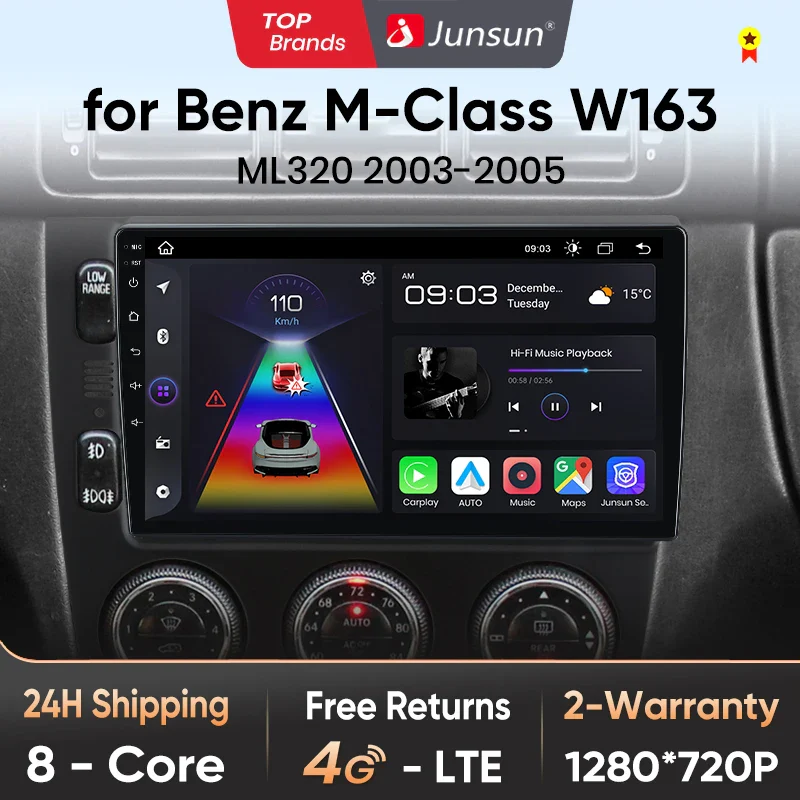 Осемядрена Android мултимедия за Benz M-Class W163 ML 2003-2005 - 8GB RAM / 256GB, осемядрена